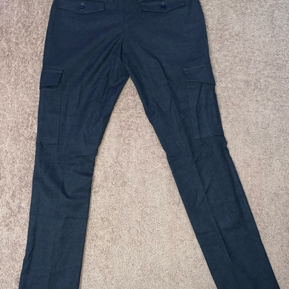 Extra Slim Solid Charcoal Cargo Flannel Suit Pants - image 6